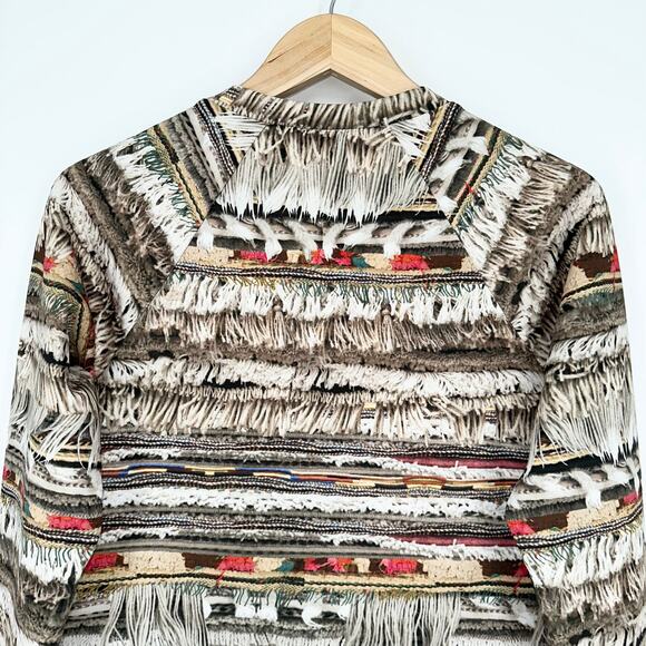 MARA HOFFMAN Neoprene Sweatshirt Fringe Photo Print Pullover Sweater - Picture 9 of 13